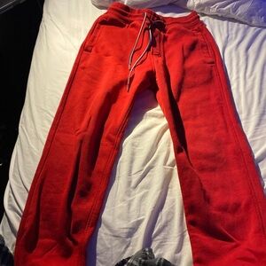 Red Sweatpants with Drawstring